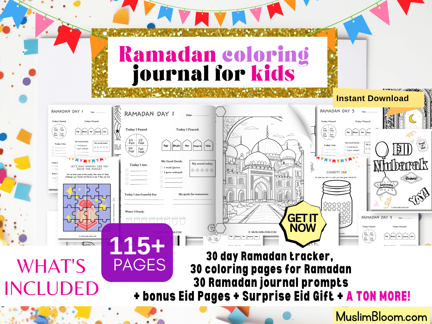 Ramadan Journal for Kids, Ramadan Planner for Kids 2025 & Coloring Book, ramadan journal for kids, kids gifts for ramadan, kids ramadan planner